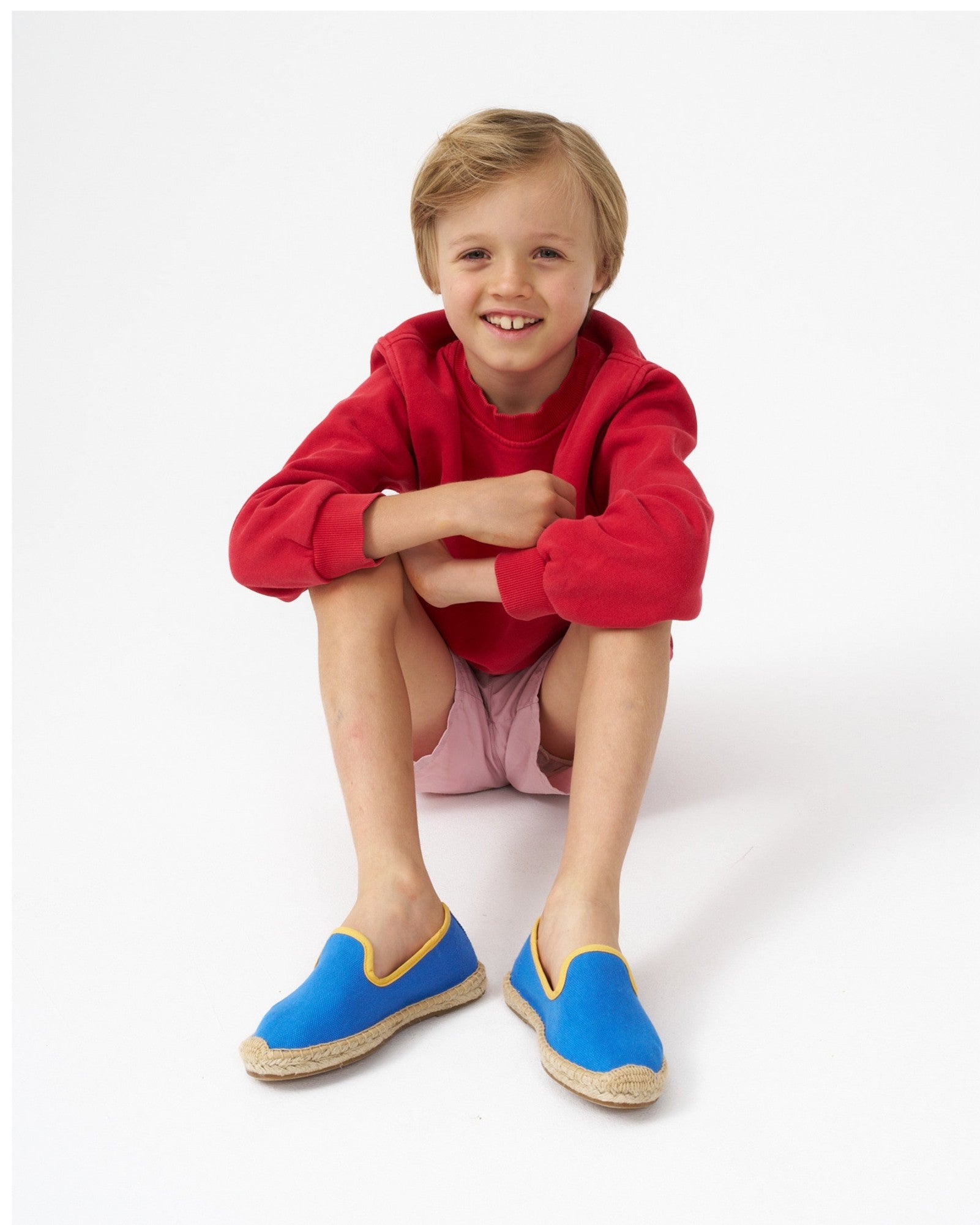 The Smoking Slipper - Contrast Piping - Blue / Yellow - Kids' - Kids' Espadrilles - Blue / Yellow - Soludos -