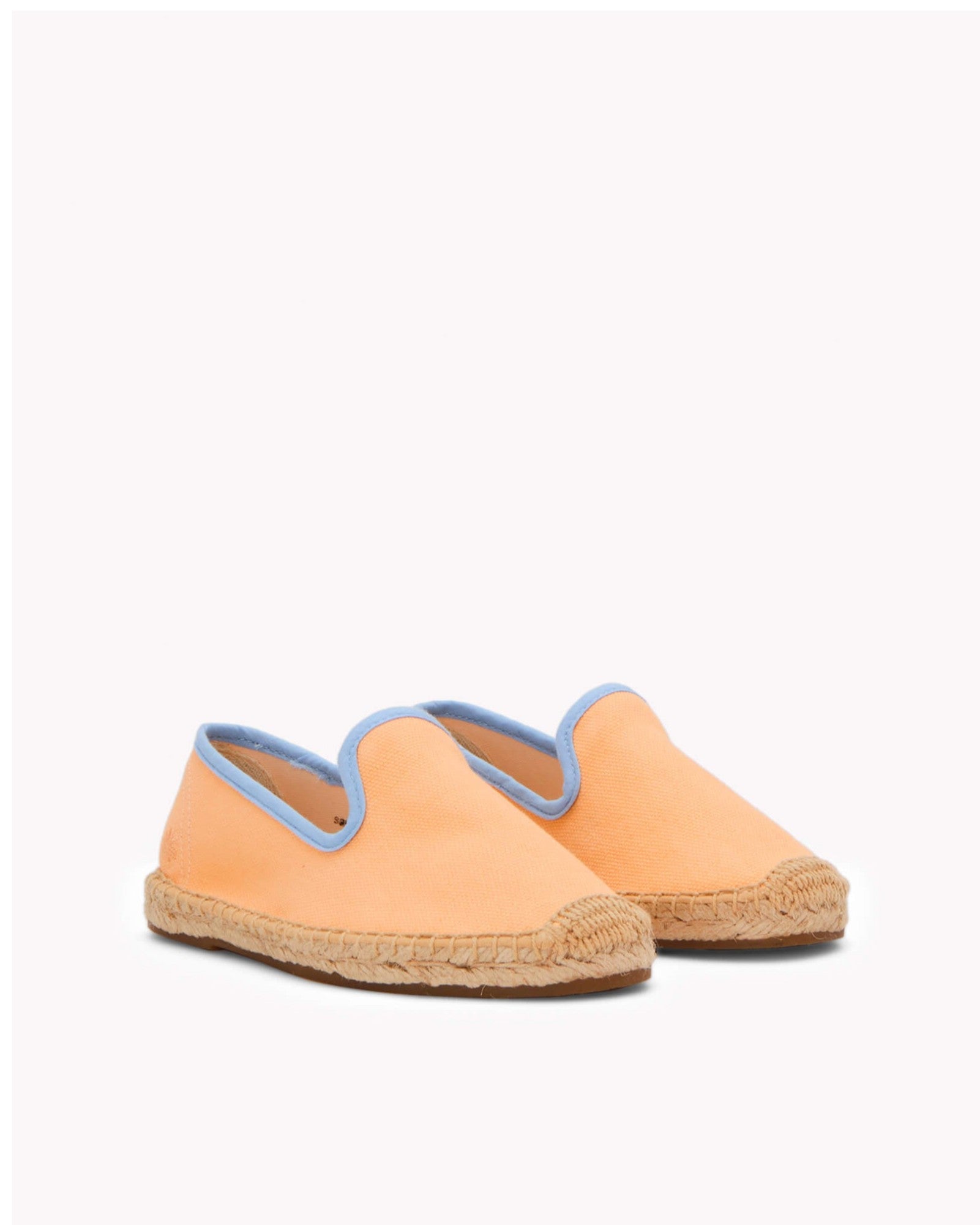 The Smoking Slipper - Contrast Piping - Peach / Blue - Kids' - Kids' Espadrilles - Peach / Blue - Soludos -