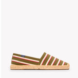 The Original Espadrille - Classic Stripes - Olive / Ivory / Red - Men's - Men's Espadrilles - Olive / Ivory / Red - Soludos -
