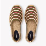 The Original Espadrille - Classic Stripes - Olive / Ivory / Red - Men's - Men's Espadrilles - Olive / Ivory / Red - Soludos -