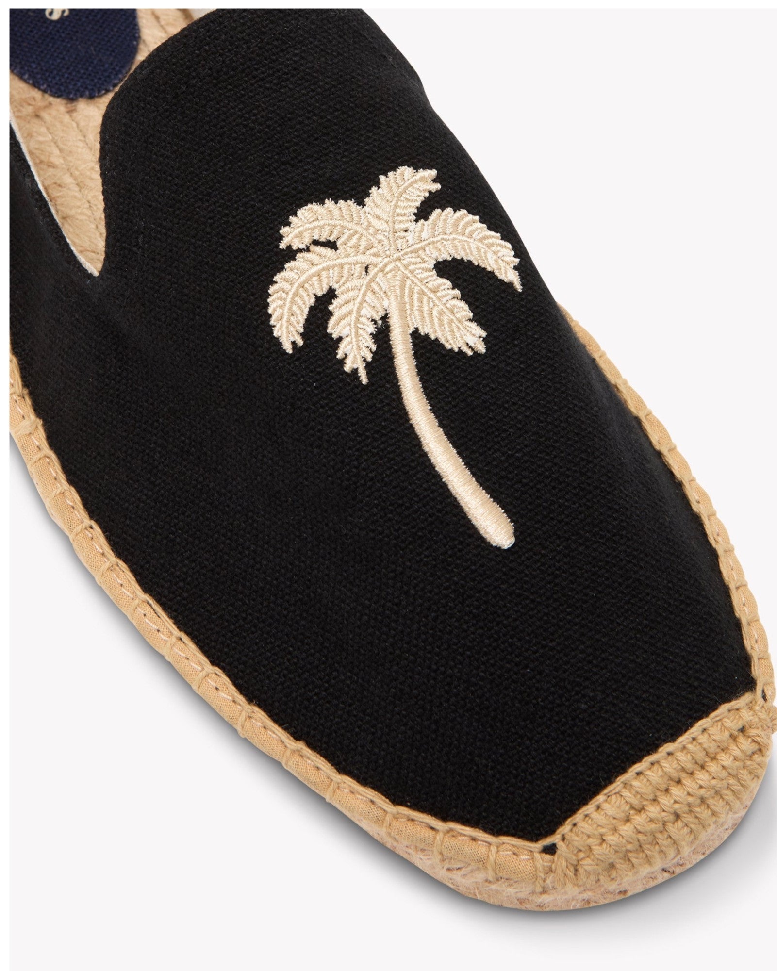 The Smoking Slipper - Embroidery / Palm Tree - Black - Men's - Men's Espadrilles - Black / Palm Tree - Soludos -