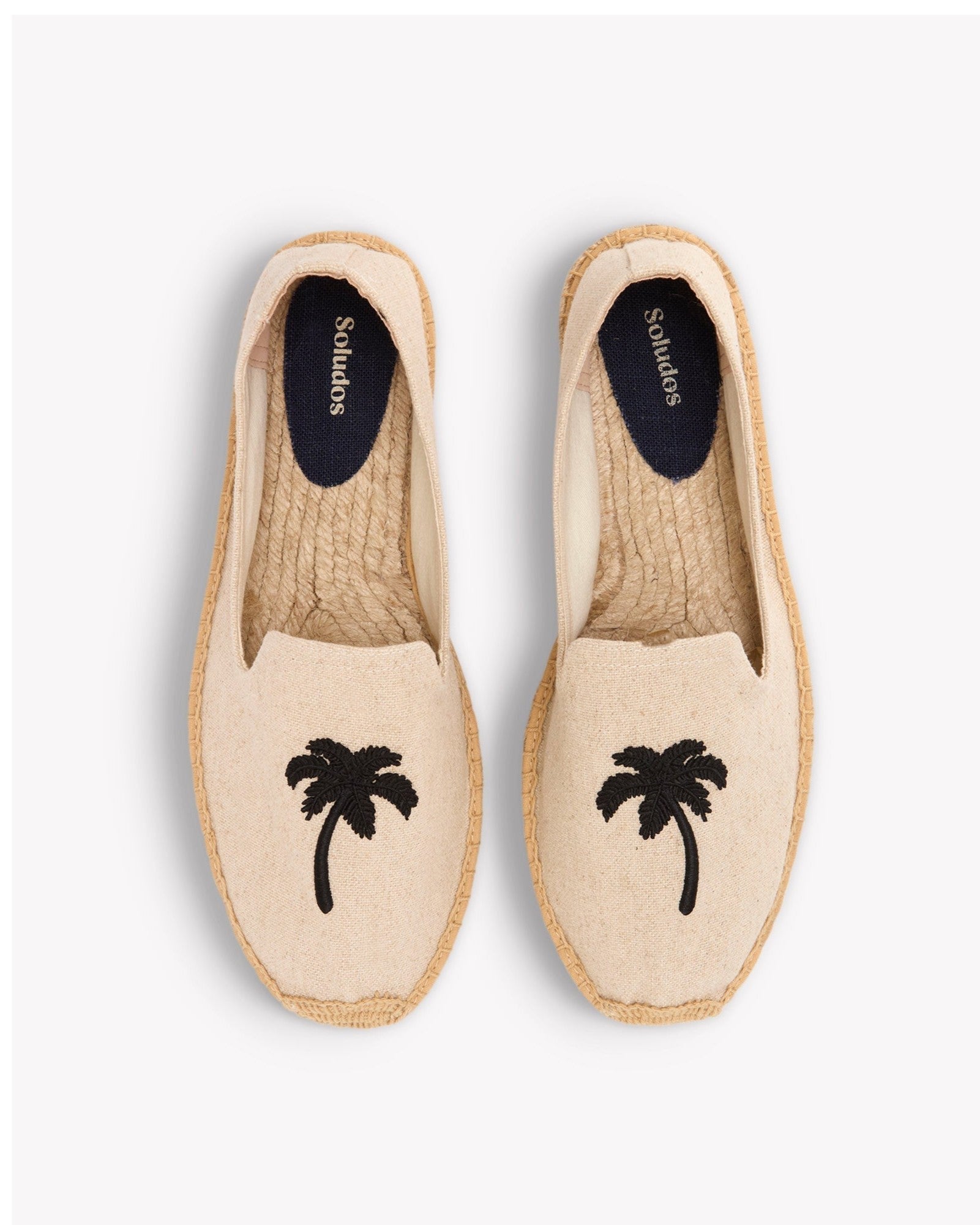 The Smoking Slipper - Embroidery / Palm Tree - Natural Undyed - Men's - Men's Espadrilles - Natural Undyed / Palm Tree - Soludos -