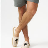 The Smoking Slipper - Embroidery / Palm Tree - Natural Undyed - Men's - Men's Espadrilles - Natural Undyed / Palm Tree - Soludos -