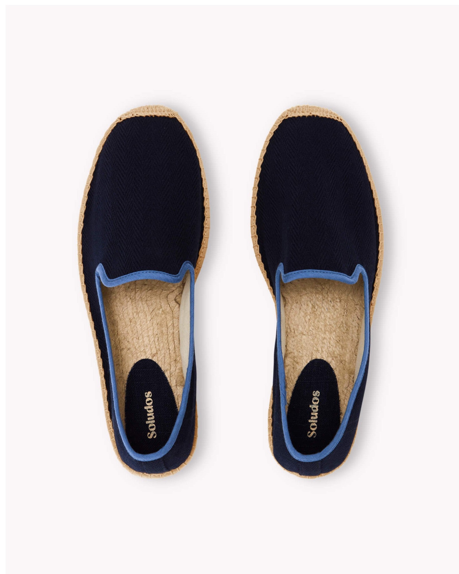 The Smoking Slipper - Contrast Piping - Dark Navy / Blue - Men's - Men's Espadrilles - Dark Navy / Blue - Soludos -