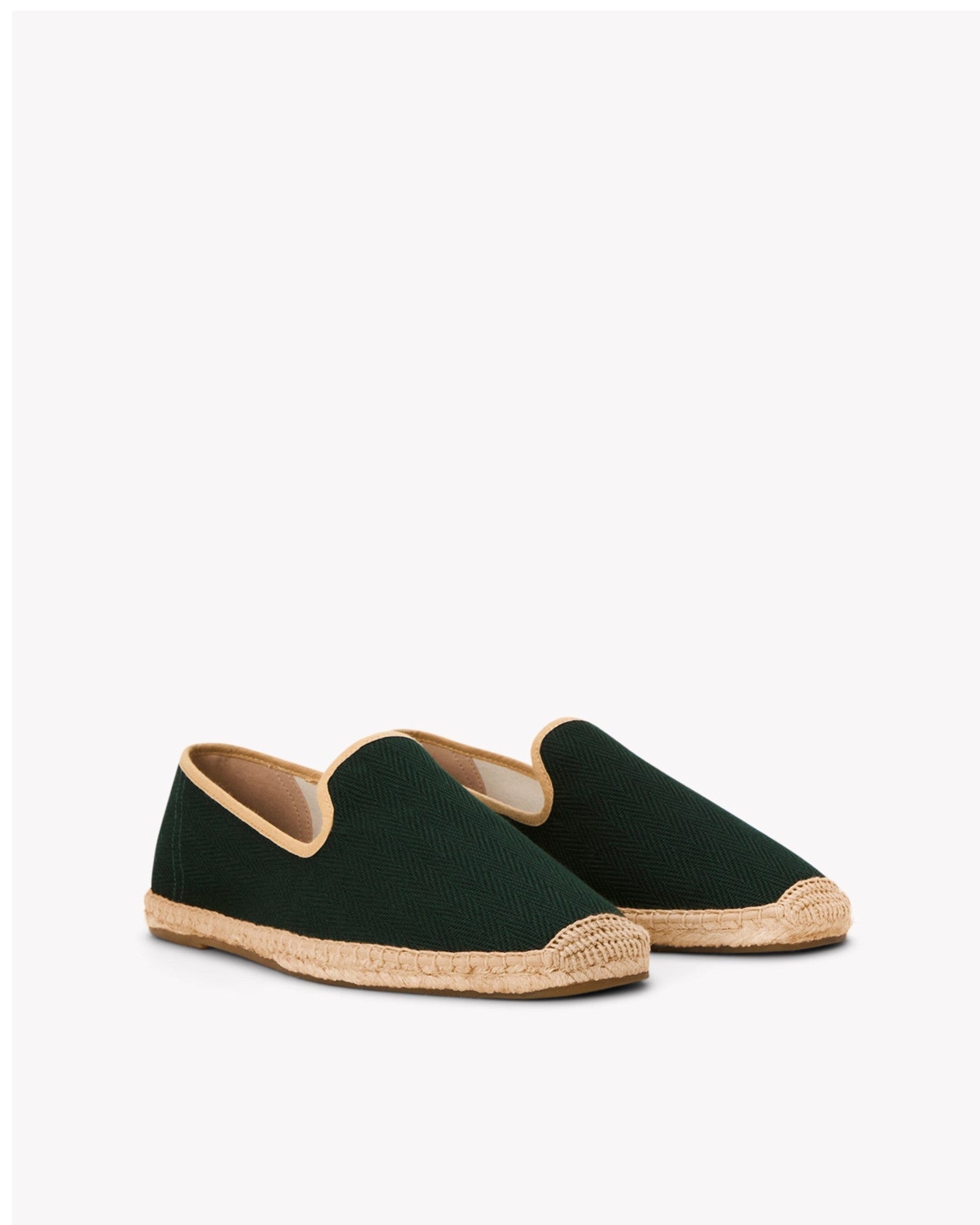 The Smoking Slipper - Contrast Piping - Green / Tan - Men's - Men's Espadrilles - Green / Tan - Soludos -