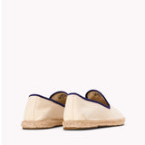 The Smoking Slipper - Contrast Piping - Ivory / Dark Blue - Men's - Men's Espadrilles - Ivory / Dark Blue - Soludos -