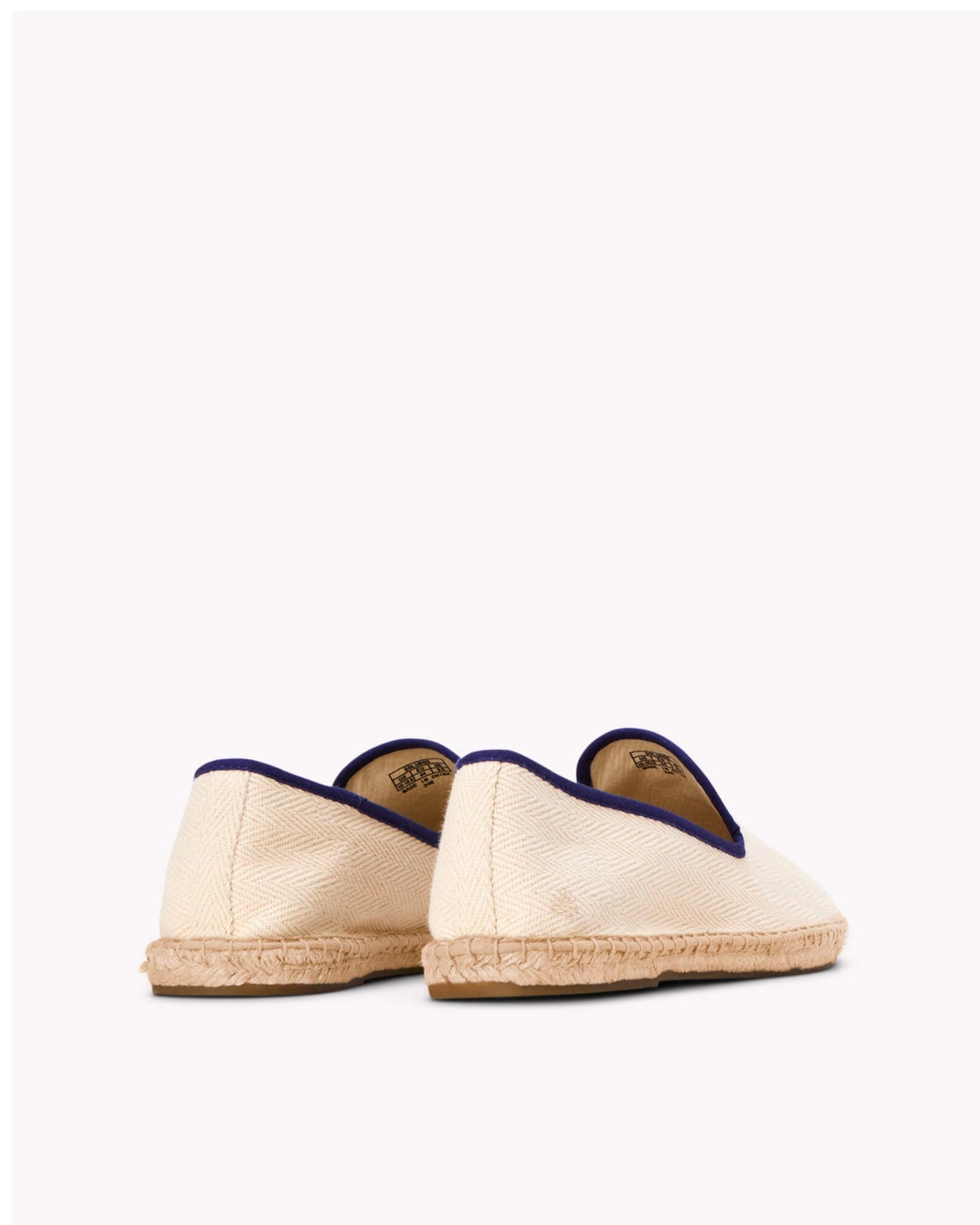The Smoking Slipper - Contrast Piping - Ivory / Dark Blue - Men's - Men's Espadrilles - Ivory / Dark Blue - Soludos -