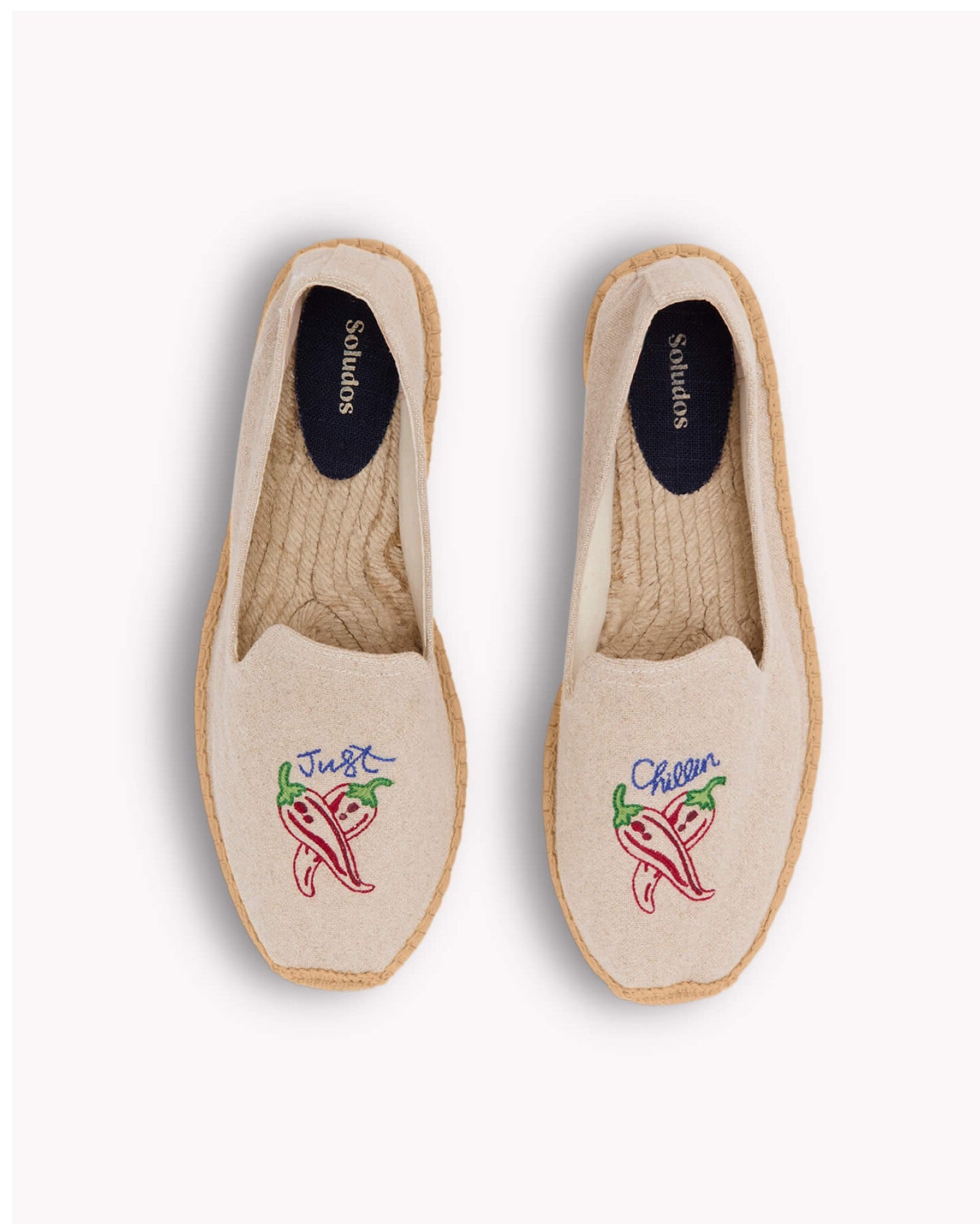 The Smoking Slipper - Embroidery / Just Chillin - Natural Undyed - Men's - Men's Espadrilles - Natural Undyed - ET2C -