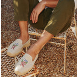 The Smoking Slipper - Embroidery / Just Chillin - Natural Undyed - Men's - Men's Espadrilles - Natural Undyed - ET2C -