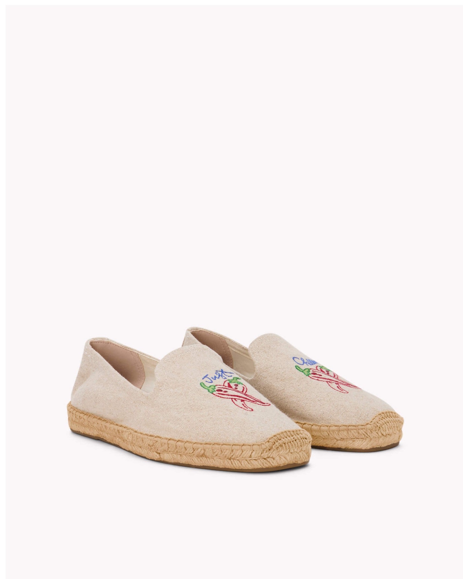 The Smoking Slipper - Embroidery / Just Chillin - Natural Undyed - Men's - Men's Espadrilles - Natural Undyed - ET2C -