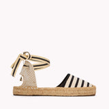The Lauren Lace Up - Classic Stripes - Ivory / Black - Women's - Women's Espadrilles - Ivory / Black - Soludos -