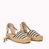 The Lauren Lace Up - Classic Stripes - Ivory / Black - Women's - Women's Espadrilles - Ivory / Black - Soludos -