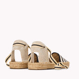 The Lauren Lace Up - Classic Stripes - Ivory / Black - Women's - Women's Espadrilles - Ivory / Black - Soludos -