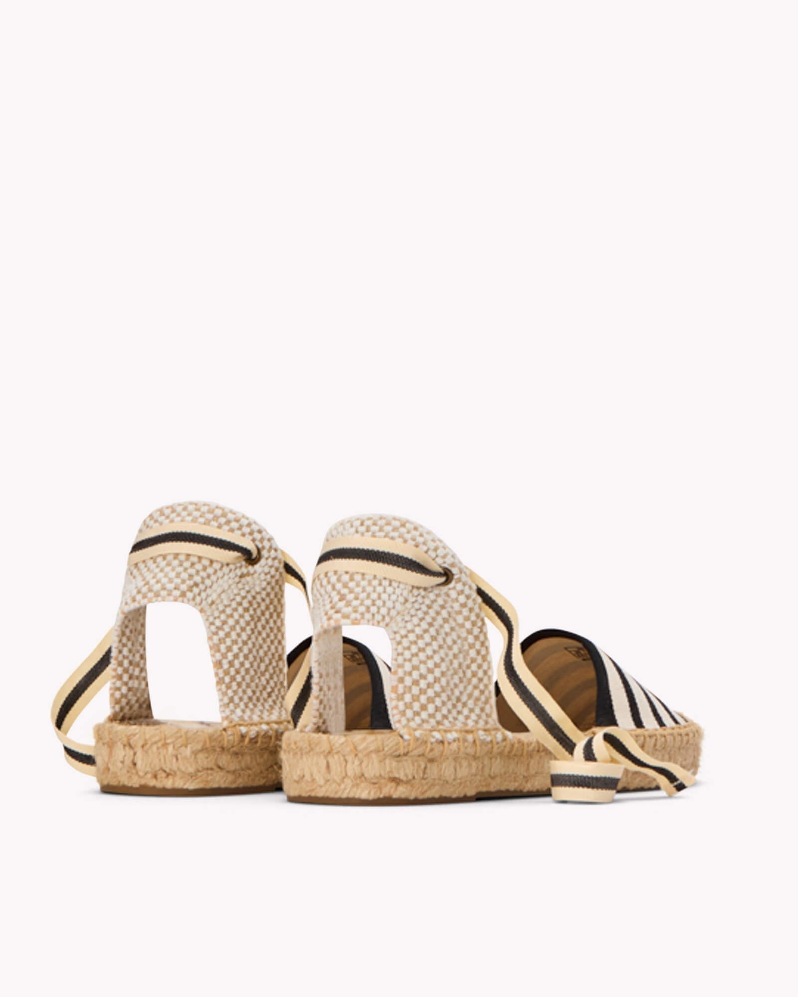 The Lauren Lace Up - Classic Stripes - Ivory / Black - Women's - Women's Espadrilles - Ivory / Black - Soludos -