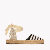 The Lauren Lace Up - Classic Stripes - Ivory / Black - Women's - Women's Espadrilles - Ivory / Black - Soludos -