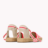 The Lauren Lace Up - Classic Stripes - Ivory / Red - Women's - Women's Espadrilles - Ivory / Red - Soludos - 