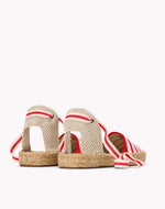 The Lauren Lace Up - Classic Stripes - Ivory / Red - Women's - Women's Espadrilles - Ivory / Red - Soludos - 