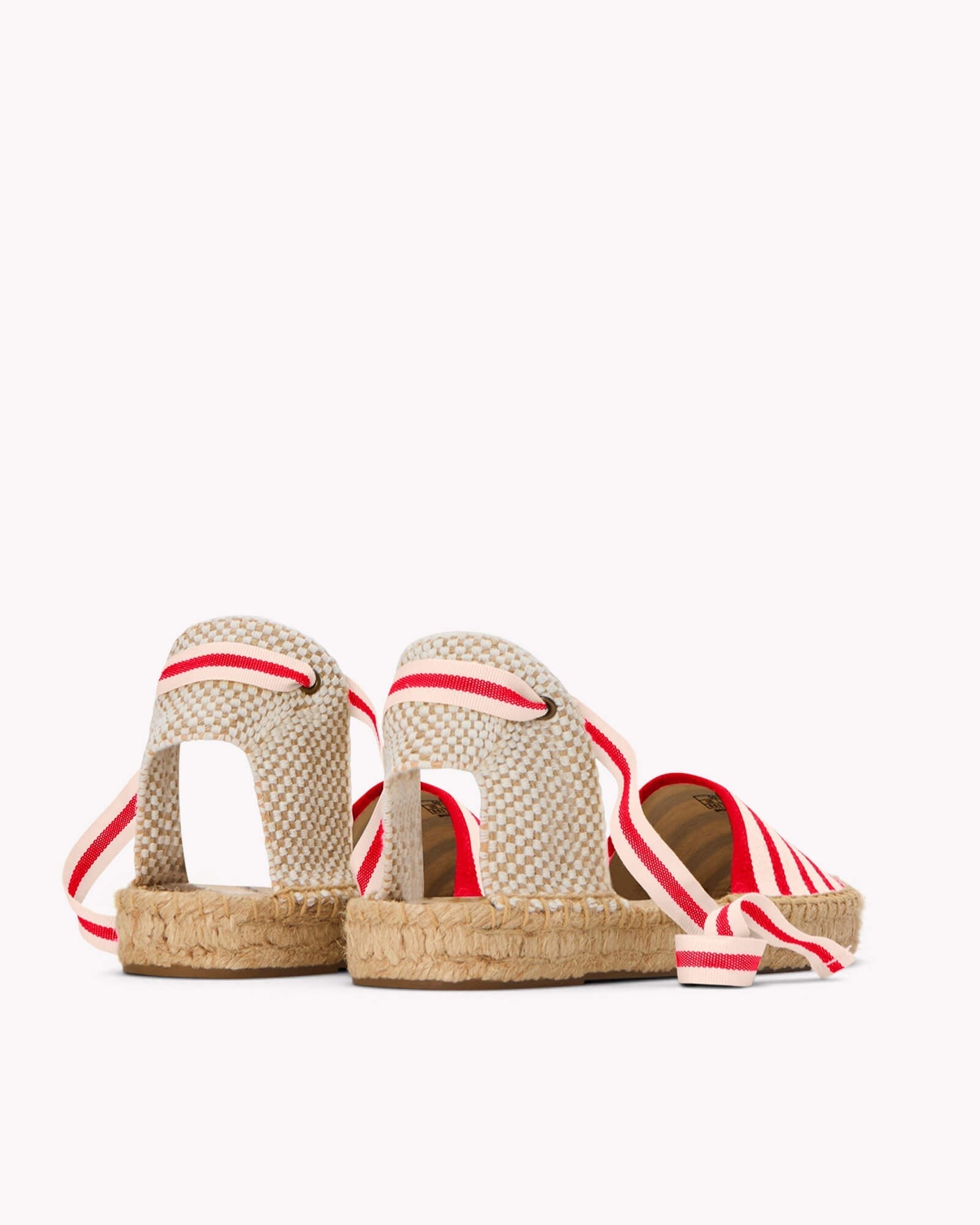 The Lauren Lace Up - Classic Stripes - Ivory / Red - Women's - Women's Espadrilles - Ivory / Red - Soludos - 
