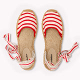 The Lauren Lace Up - Classic Stripes - Ivory / Red - Women's - Women's Espadrilles - Ivory / Red - Soludos - 