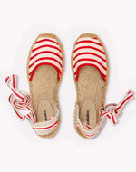 The Lauren Lace Up - Classic Stripes - Ivory / Red - Women's - Women's Espadrilles - Ivory / Red - Soludos - 