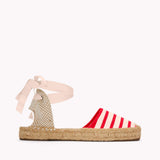 The Lauren Lace Up - Classic Stripes - Ivory / Red - Women's - Women's Espadrilles - Ivory / Red - Soludos - 
