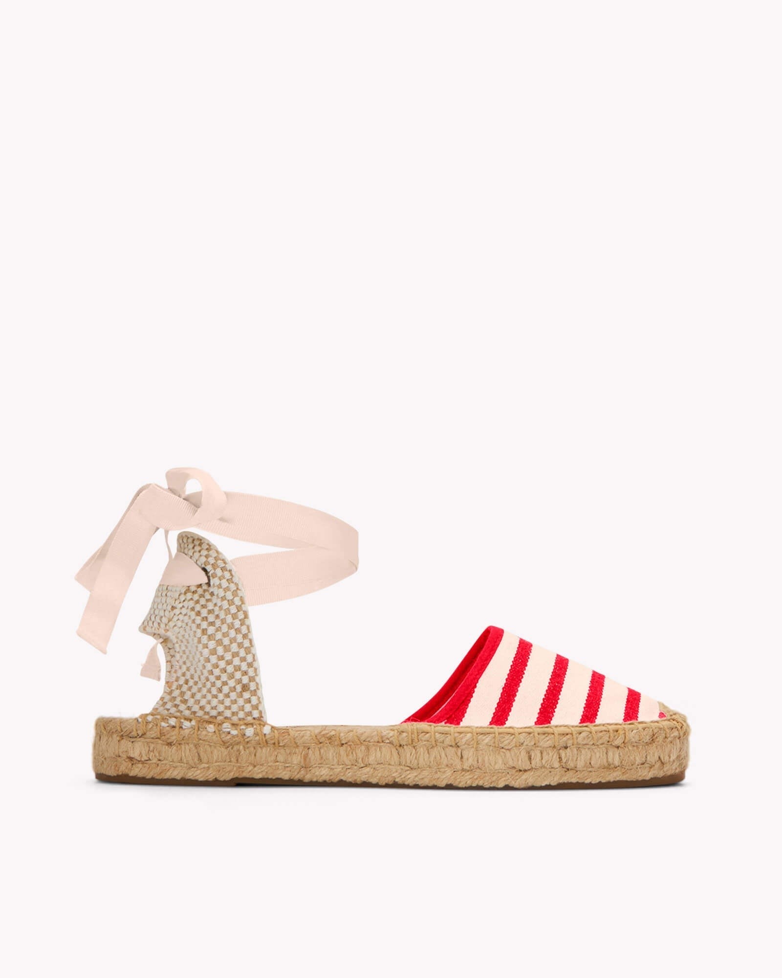 The Lauren Lace Up - Classic Stripes - Ivory / Red - Women's - Women's Espadrilles - Ivory / Red - Soludos - 
