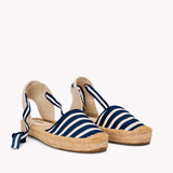 The Lauren Lace Up - Classic Stripes - Navy / Ivory - Women's - Women's Espadrilles - Navy / Ivory - Soludos -