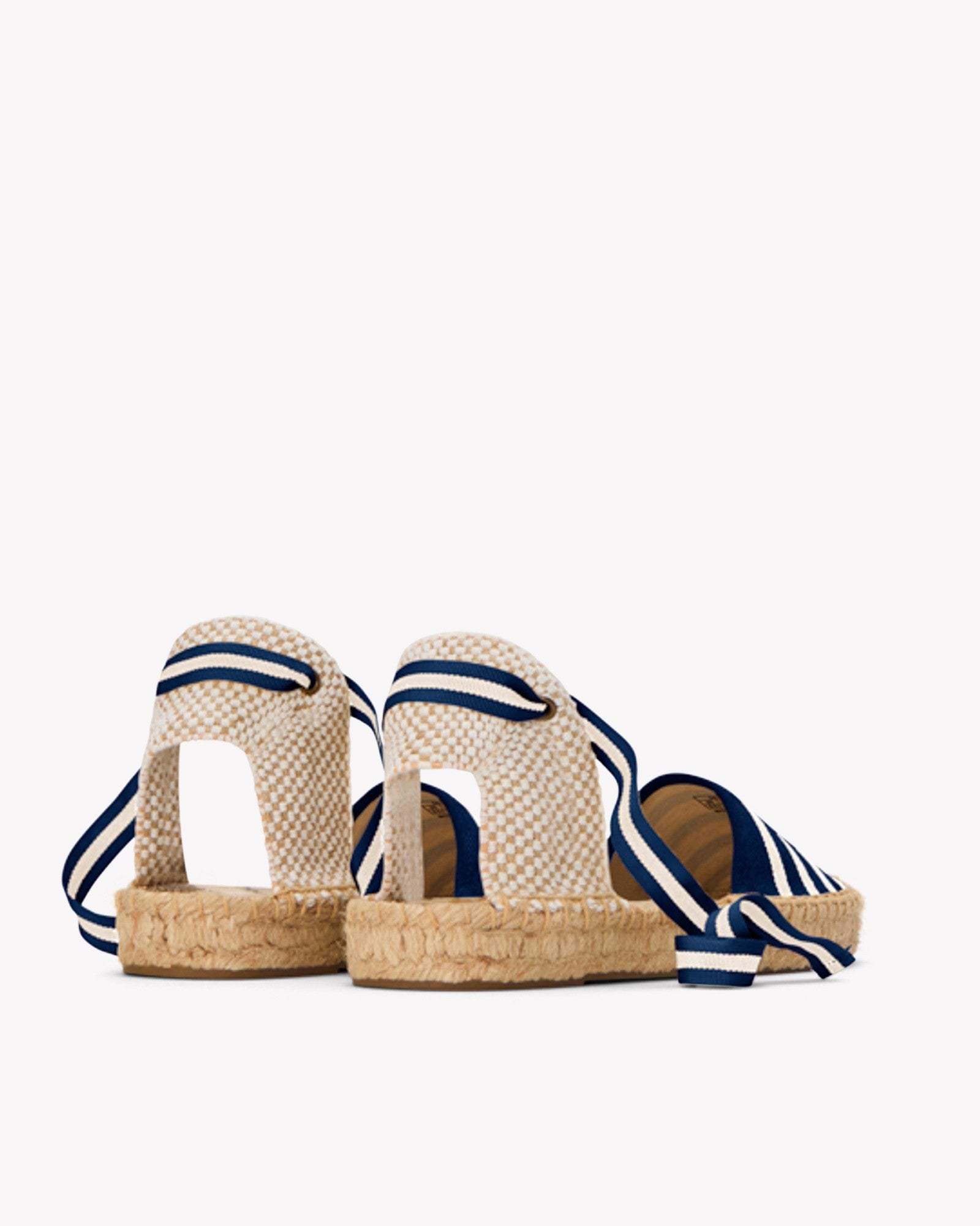 The Lauren Lace Up - Classic Stripes - Navy / Ivory - Women's - Women's Espadrilles - Navy / Ivory - Soludos -