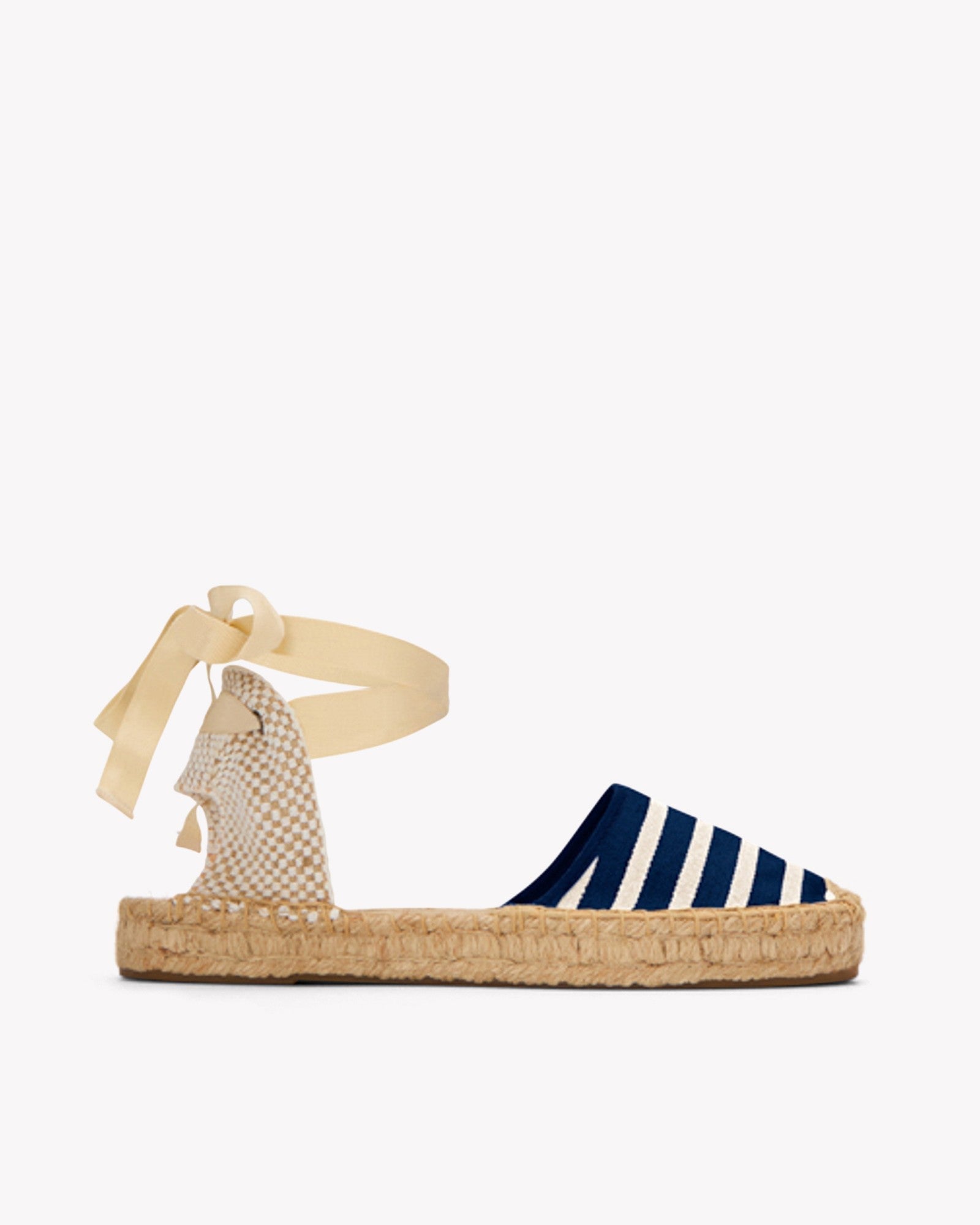 The Lauren Lace Up - Classic Stripes - Navy / Ivory - Women's - Women's Espadrilles - Navy / Ivory - Soludos -