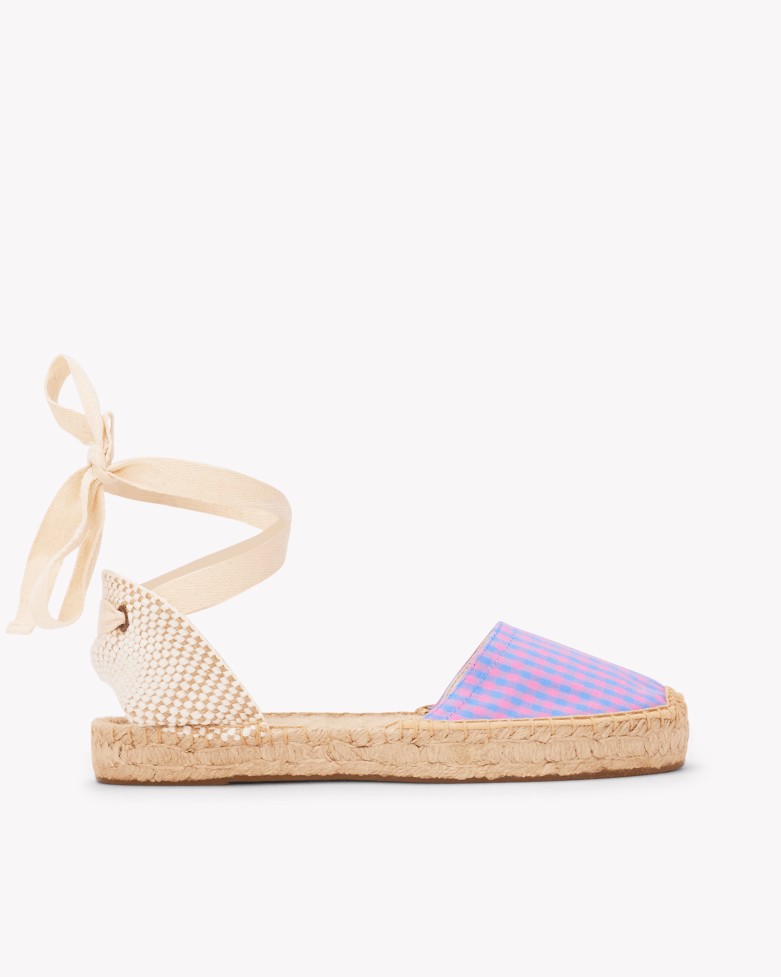 Lauren Lace Up Espadrille Vichy Pink