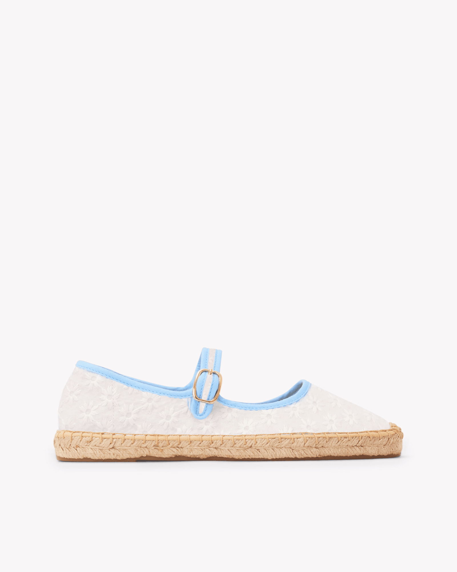 Mary Jane Espadrille Eyelet Oasis White Sky Blue