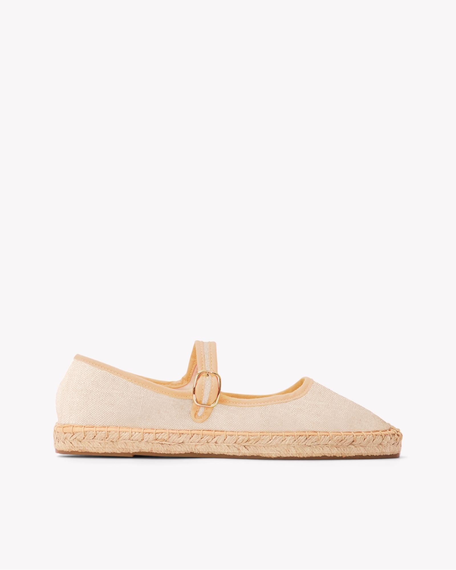 Mary Jane Espadrille Piping Organic Woven Cotton Undyed