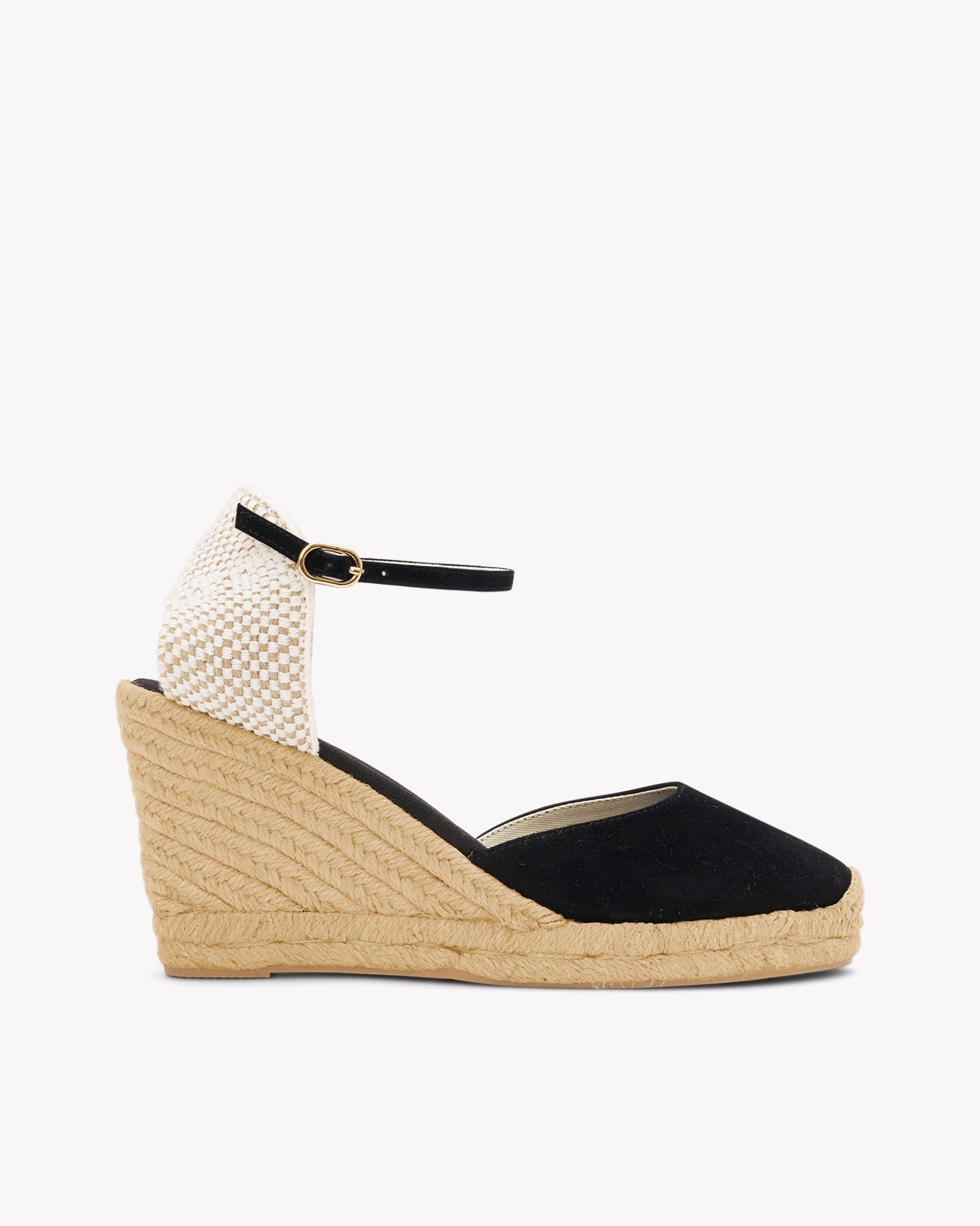 Womens_Espadrilles_The Marseille Wedge_Leather Buckle_Noche Black - Women's Wedge Espadrilles - Noche Black - Soludos -