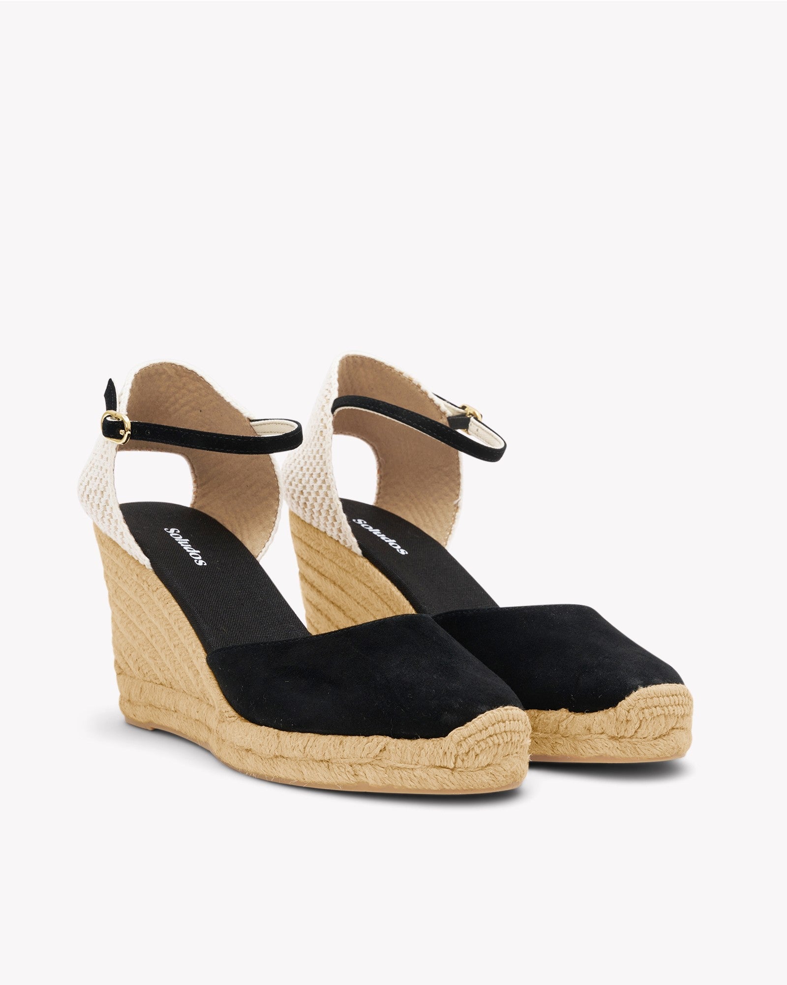 Womens_Espadrilles_The Marseille Wedge_Leather Buckle_Noche Black - Women's Wedge Espadrilles - Noche Black - Soludos -