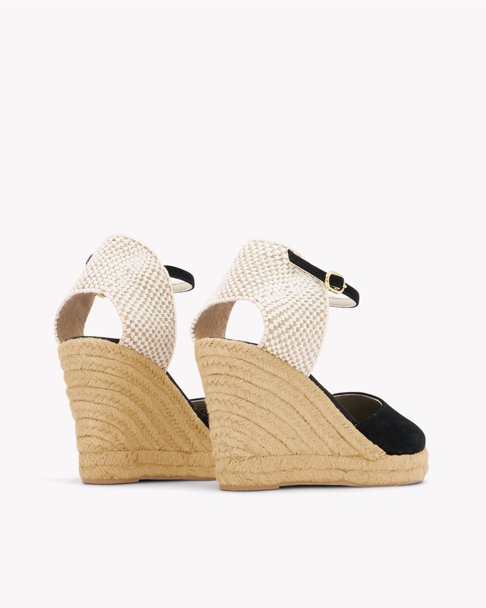 Womens_Espadrilles_The Marseille Wedge_Leather Buckle_Noche Black - Women's Wedge Espadrilles - Noche Black - Soludos -
