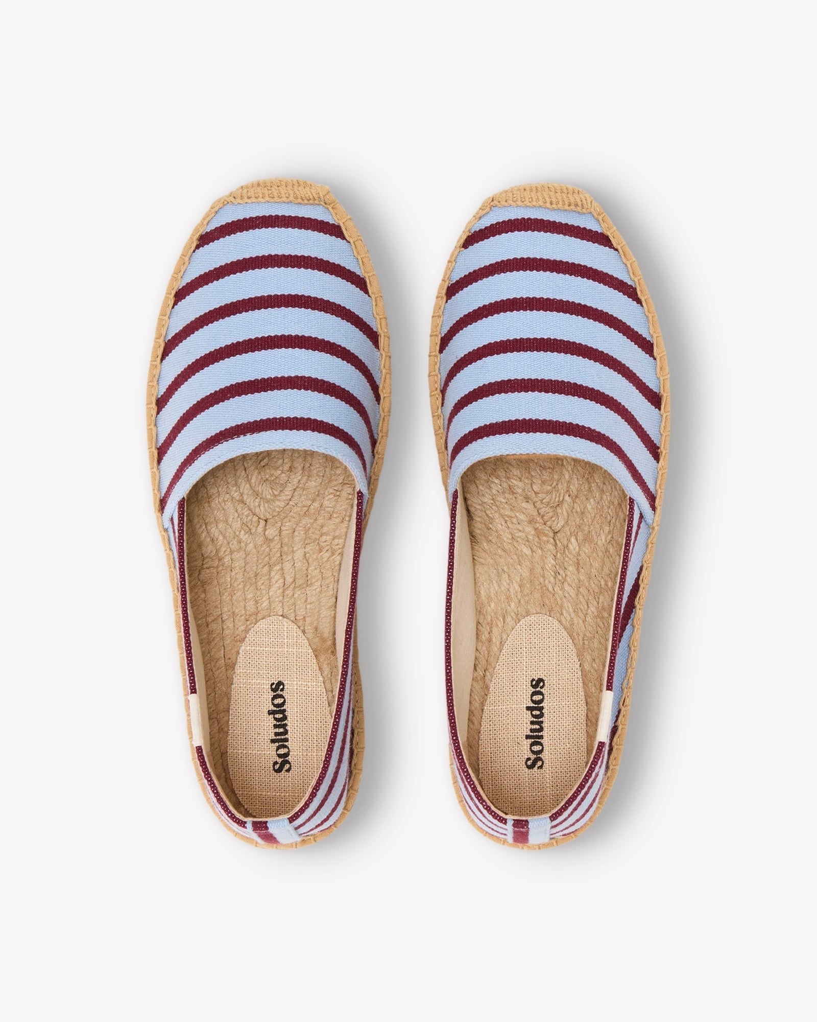 The Original Espadrille - Classic Stripes - Light Blue / Maroon - Women's - Women's Espadrilles - Light Blue / Maroon - Soludos - 
