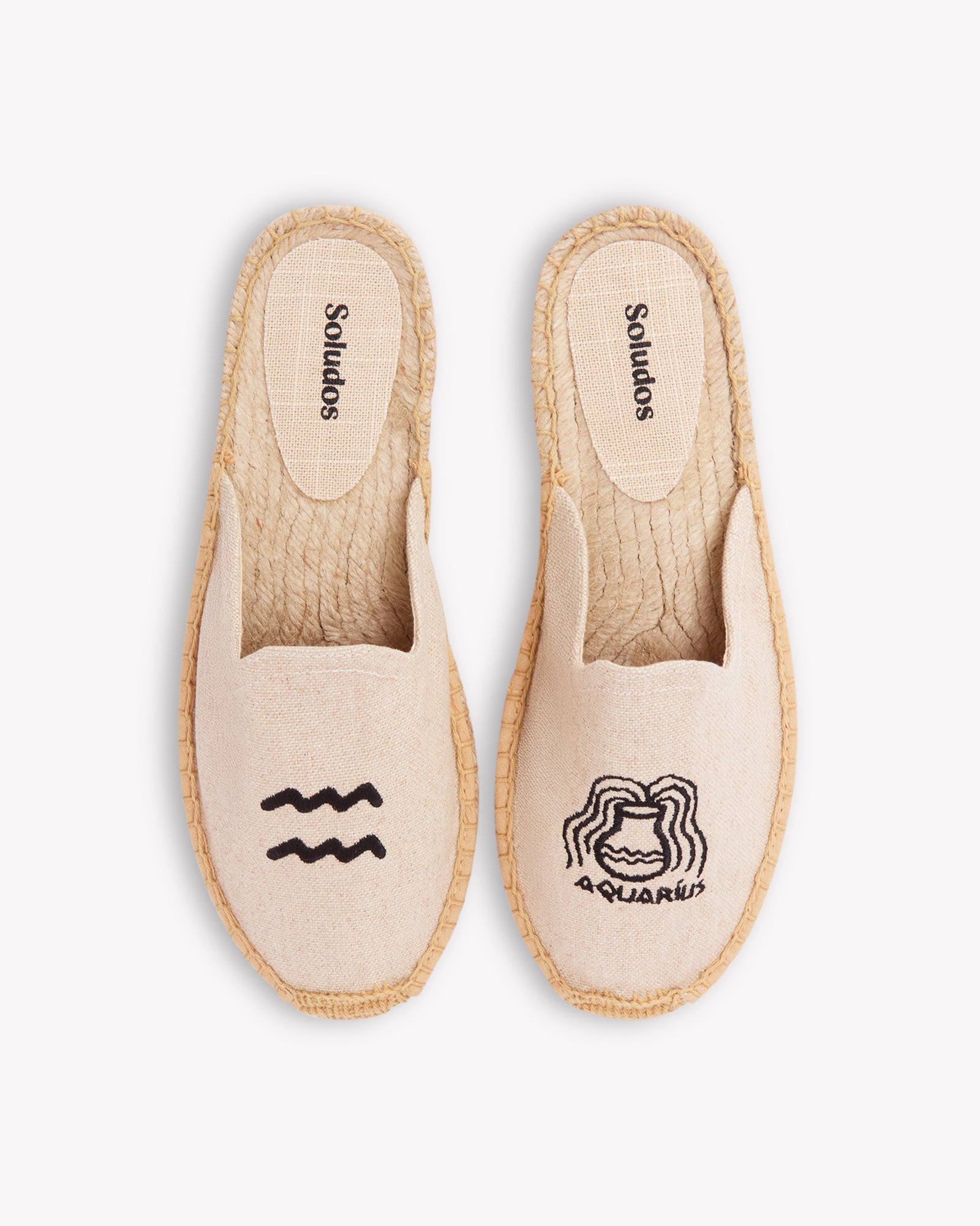 Smoking Mule Espadrille Embroidery Aquarius Undyed