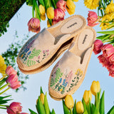 Womens_Espadrilles_The Smoking Mule_Embroidery_Natural Undyed - Lavender Fields - Women's Espadrilles - Natural Undyed - Lavender Fields - Soludos -