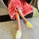 Women's Smoking Mule Espadrille | Embroidery | Molyan Neon Yellow - Natural Undyed - Women's Espadrilles - Natural Undyed - Molyan Neon Yellow - Soludos -