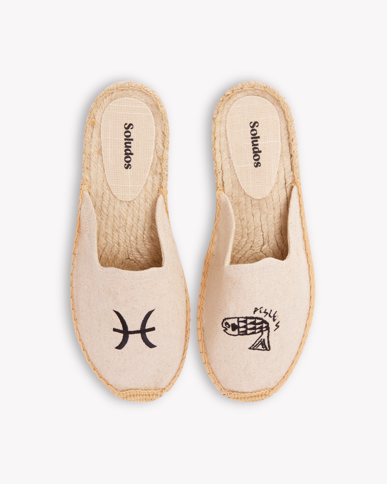Smoking Mule Espadrille Embroidery Pisces Undyed