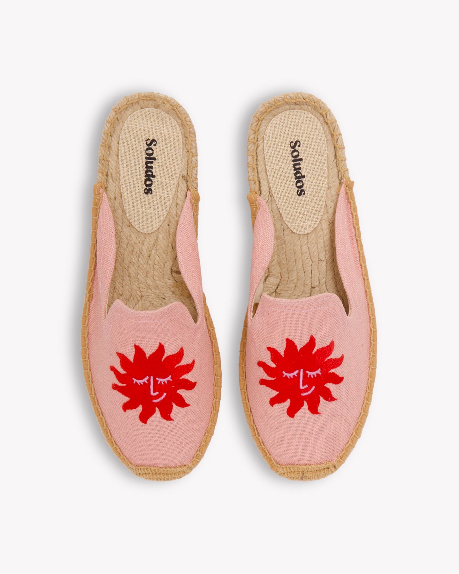 Smoking Mule Espadrille Embroidery Sun Burst Dusty Rose Pink