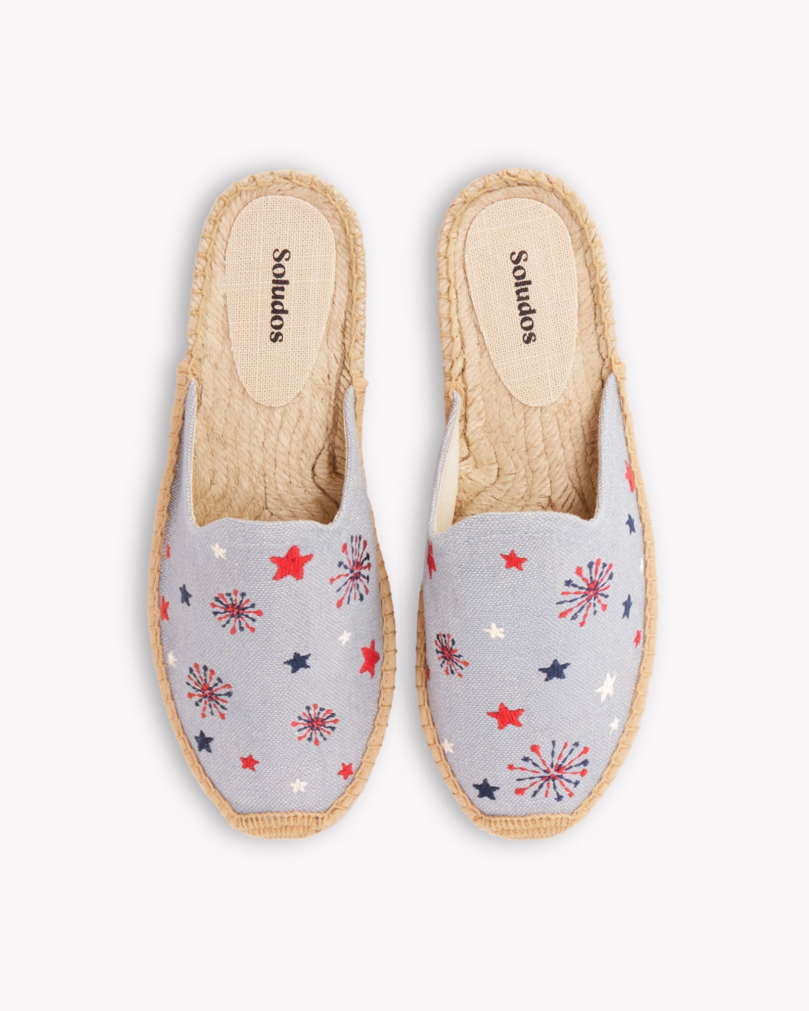 Smoking Mule Espadrille Embroidery Stars & Stripes Dolphin