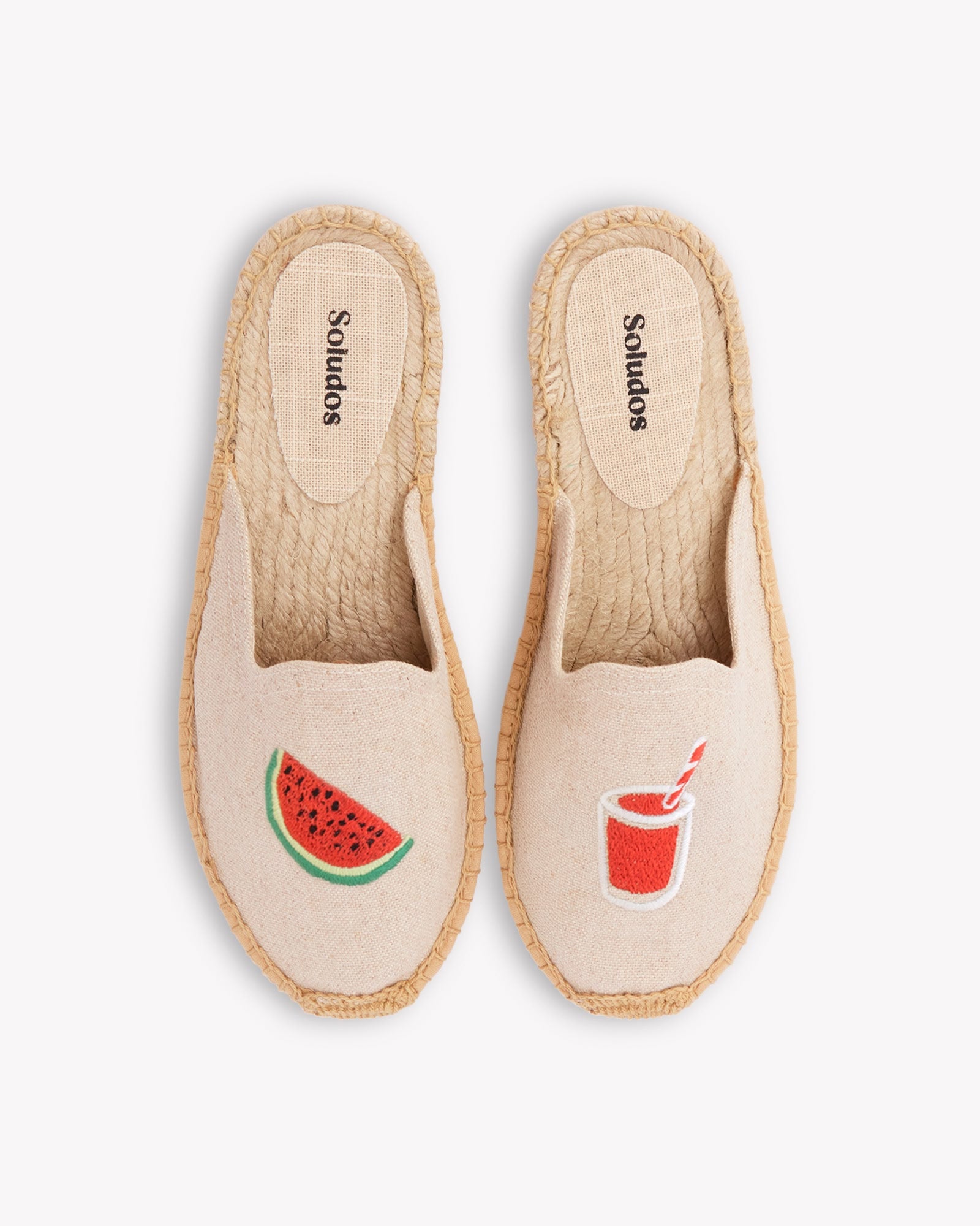 Smoking Mule Espadrille Embroidery Watermelon Juice Undyed