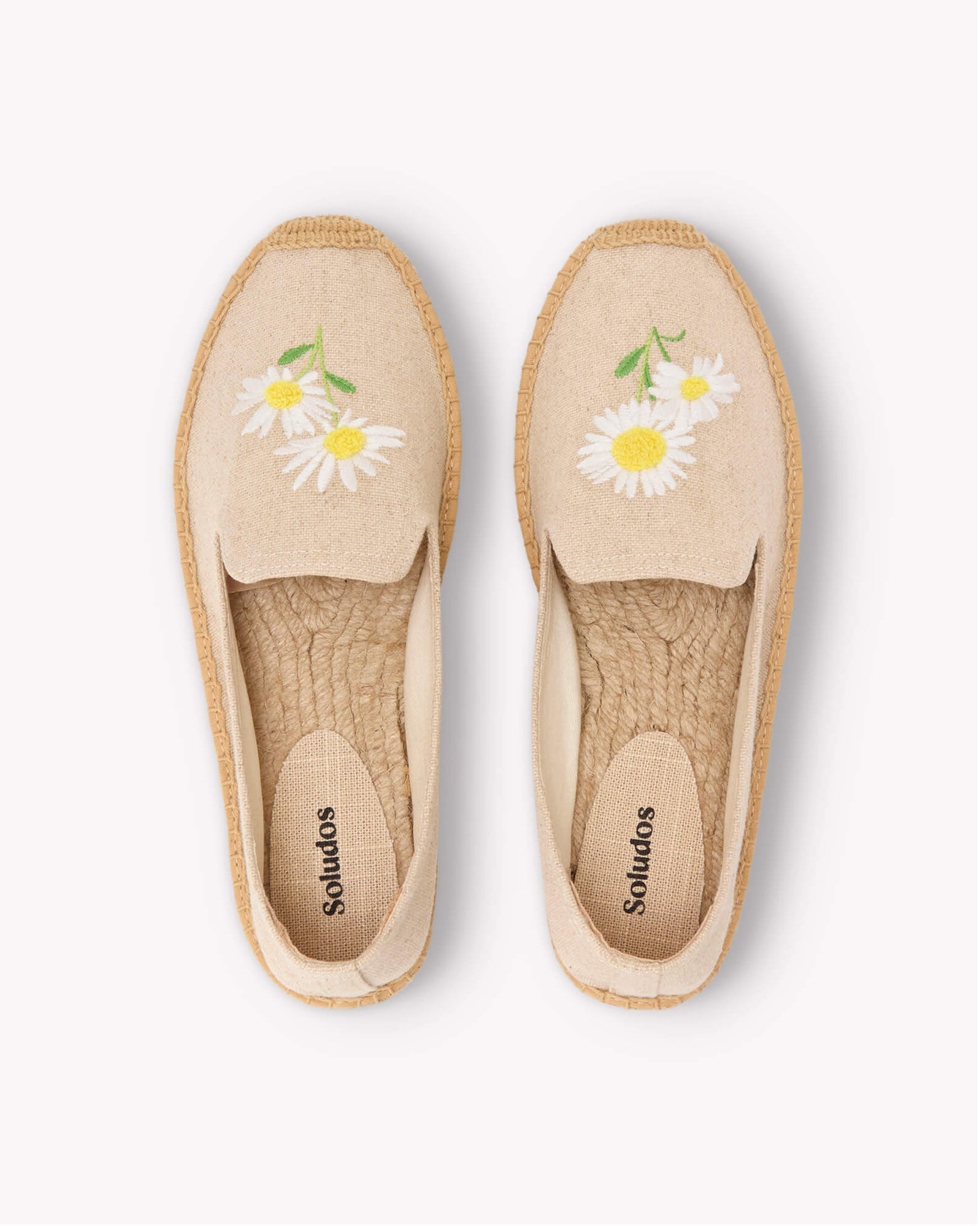 Women's Smoking Espadrille | Embroidery | Daisy - Natural Undyed
