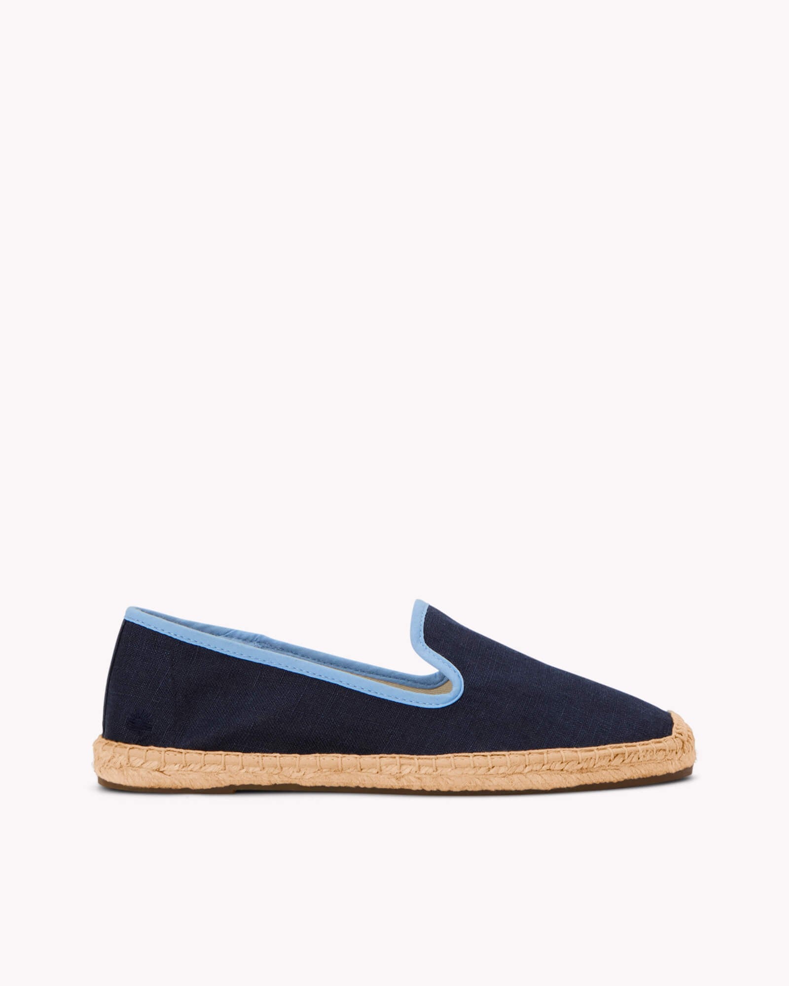 Women's Smoking Espadrille | Linen Color | Dark Navy - Light Blue