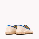 The Smoking Slipper - Contrast Piping - Ivory / Blue - Women's - Women's Espadrilles - Ivory / Blue - Soludos -