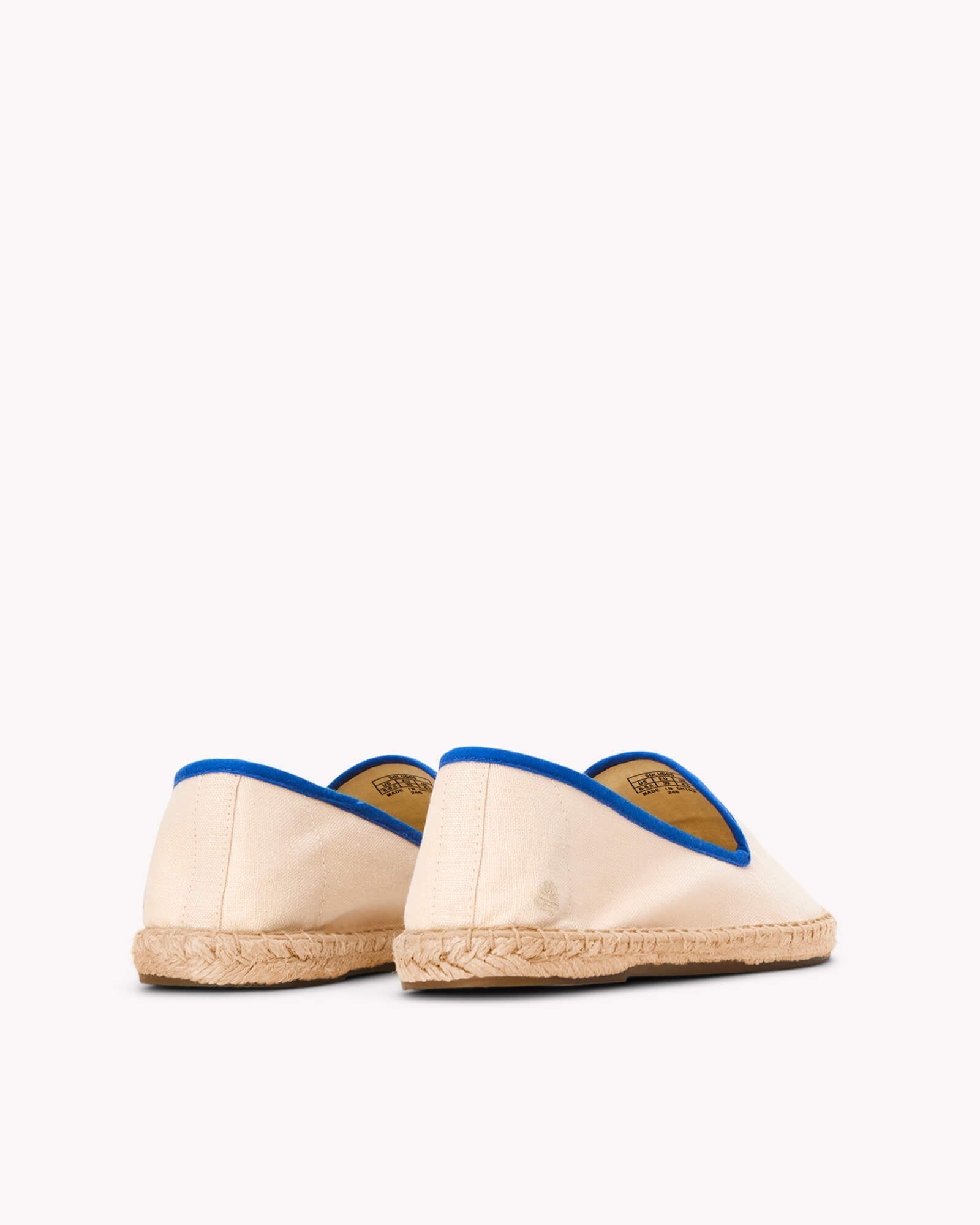 The Smoking Slipper - Contrast Piping - Ivory / Blue - Women's - Women's Espadrilles - Ivory / Blue - Soludos -