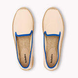 The Smoking Slipper - Contrast Piping - Ivory / Blue - Women's - Women's Espadrilles - Ivory / Blue - Soludos -