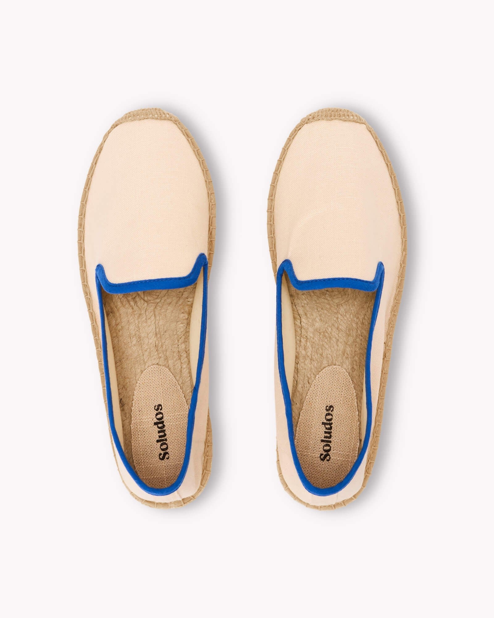 The Smoking Slipper - Contrast Piping - Ivory / Blue - Women's - Women's Espadrilles - Ivory / Blue - Soludos -