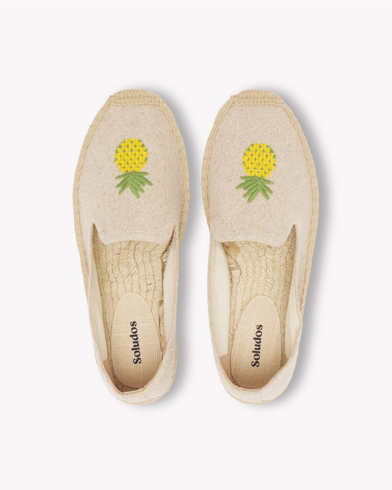 Women's Smoking Espadrille | Embroidery | Pineapple - Natural Undyed